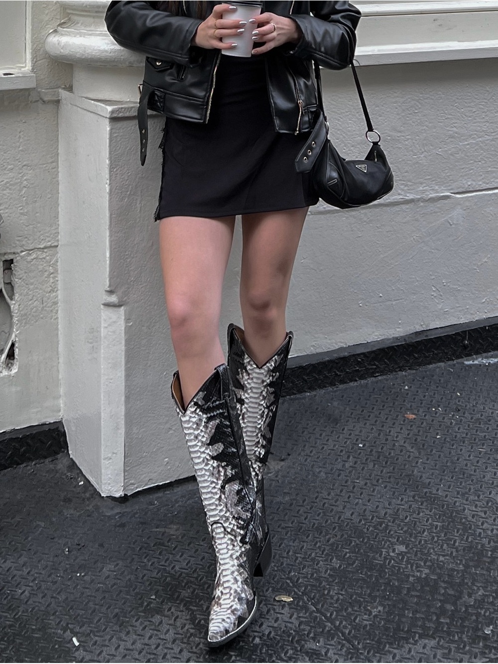 Boot Barn Women's Black and Cream Snake-Print Cowboy Boots - Picture 2 of 9
